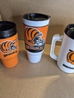 Cincinnati Bengals Travel Mug Lot Of 4  Thermos Cup W  Handle   Lid Nfl Vintage