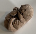 Vintage Mount St Helens Ash Sculpture Otter Holding Seashell Figurine