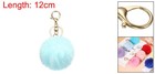 Pom Pom Keychain Faux Rabbit Fur Fluffy Pompoms Keyring Light Blue light Gold