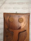 Mcm Hand Carved Wood Owl Wall Display 7 x10 