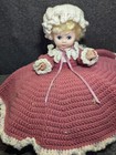 Vintage  pillow Doll  With Large Crocheted Dress  - Decorative Bed couch Pillow 