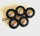 Chanel Vintage Black And Gold Metal Button 25 Mm  set Of 5 