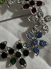 Multicolored Rhinestone Flower Wreath Brooch Pin