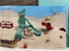 6 Art Clokey Blank Note Cards Gumby Pokey At Beach W envelopes Vintage Hallmark