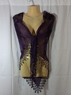 Womens Purple Beaded Scarf Sheer Satin Floral Burnout Shawl Crochet Lace