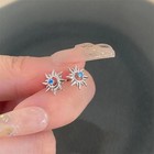 Blue Rhinestone Sun Ear Studs Women s Fashionable Hollow Earrings Zinc Alloy