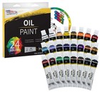 Professional Oil Paint Set - 24 Vibrant Colors  12ml Tubes For Canvas   Wood - I