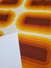 Awesome Rare Vintage Mid Century Retro 70s Yel Brn Round Striped Ovals Fabric 