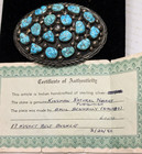 Kingman Natural Nugget Turquoise Emo Bennally   Navajo   17 Nuggets Belt Buckle