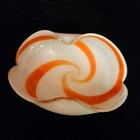 Vintage Murano Art Glass Bowl Ashtray White Orange Swirl Silver Fleck Argento