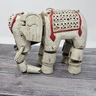Wooden White Elephant Marionette Vintage Thai String Puppet Jointed Handmade Toy