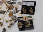 Vintage Men   s Jewelry  Lot Of Cufflinks Tie Clips Lapel Pins Mix