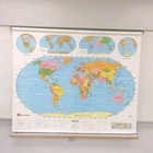 Vintage Nystrom Pull Down Map 1ns981 World United States 2 Layer