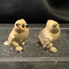 Vintage Miniature Ceramic Owl Figurines Pair Hand Painted Glossy Bird Decor 1 
