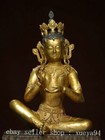 19 2  Antique Tibetan Buddhism Temple Bronze Gilt Green Tara Bodhisattva Statue