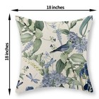 Chinoiserie Pillow Covers 18x18 Set Of 2 Blue Green Floral Bird Pillow Cases    