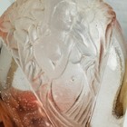 Vintage Silvestri Frosted Pink Glass Perfume Bottle W  Stopper Etched Nude Lady