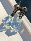 1 Antique Brass Clear Glass Teardrop Cabinet Drawer Pulls Diamond Cut Vintage