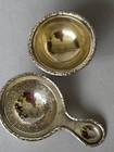 Antique Hallmarked 800 Silver Tea Strainer Set   Holder Large Footed