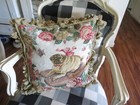 Adorable Prestigious French Pug W Pink Cabbage Roses    A Bow Needlepoint Pillow
