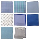 Mens Blue Pocket Square Handkerchief Lot Bundle Of 8 Silk Cotton Polyester 12 5
