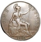 1905 Great Britain 1 Large One Penny Xf Old Coin Km 794 2 King Edward Vii