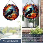 Crow Stained Glass Suncatcher  Halloween Hanging Stained Glass For Windows Fo   