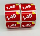 4 Rolls Of 1000 1 5x1  1 49 Product Price Point Red   Yellow Labels Stickers  