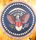 Vintage Handmade Hooked Rug Patriotic American Eagle Great Seal 43    Round B295