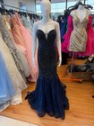 Ivonne D Id904 Navy Beaded Strapless Mermaid Evening Gown Size 16