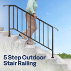 2-pack 5 Step Hand Rails For Outdoor Steps Wrought Iron Railing For Porch Deck