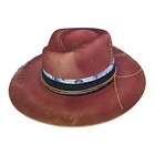 Distressed burned Retro Men Women Wide Brimmed Fedora Hat Wool Classic Felt Hat