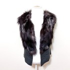 Metric Knits Womens Silver Fox Fur Wool Vest Size S Gray Brown Glam Knit Jacket