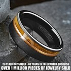 Black Tungsten Carbide Men s Ring Rose Gold Plated   Whiskey Barrel Wedding Band