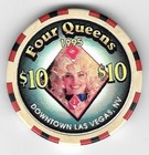 Four Queens Hotel  10 00 Showgirl Diamond Casino Chip Las Vegas Nevada