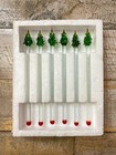 Glass Christmas Tree Swizzle Sticks Set Of 6 Holiday Stirrers Vintage Taiwan 6   