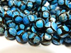 8mm Round Faceted Tibetan Dzi Mala Prayer Beads - Blue   Black Agate Faceted