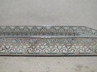 Vintage Ornate Filigree Rectangular Silver Metal Mirror Vanity Tray 