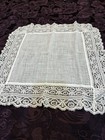 Vintage Something Old Bridal Hanky Hairpin Crochet lace Ivory 12x12 Euc