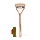 New Nib Original Leaf Shave Triple Blade Pivoting Safety Razor Rose Gold