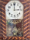 Antique C 1910 Sessions Gingerbread Mantle   Parlor Clock - Inlaid Oak - Unusual