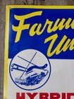     rare    farmers Union Seed Corn Sign Dealer Farm Advertising Feed Iowa Pig Cow