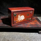Rosewood Jewelry Box 5 51  3 15  2 36in Inlaid Shell Mechanism Storage Vintage