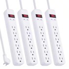 3 Ft  6-outlet Power Strip Surge Protector  White  4-pack 