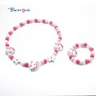 Adorable Unicorn Necklace Bracelet Set Chunky Jewelry Girls Kids Gift Party