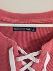 Trendy Abercrombie   Fitch Pink Waffle Knit V-neck Lace-up Long Sleeve Sweater L