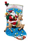 Bucilla Reindeer Santa Felt Christmas Stocking Plus Ornament Kit Oop  New 18  