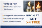 7 8  Fiberglass Tiki Torch Wick Rope By The Foot Outdoor Fire Wick