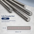 1 4 -28 X 10  304 Stainless Steel Fully Threaded Rod Right Hand Fine Thread