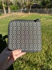 Coach Signature Zip Organizer Cd Case Black Grey Jacquard L